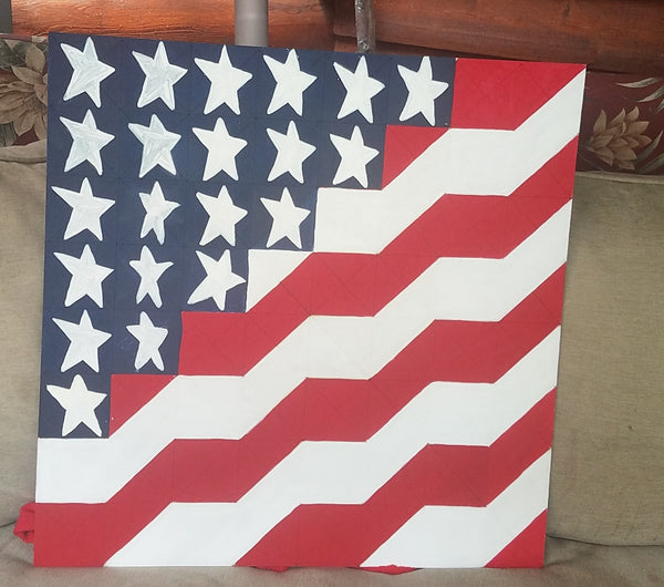 Wave the Flag DIY Etched Lined Barn Quilt