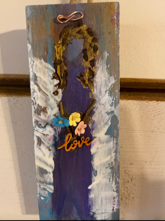 Fine Art Mixed Media Angel Painting on Wood