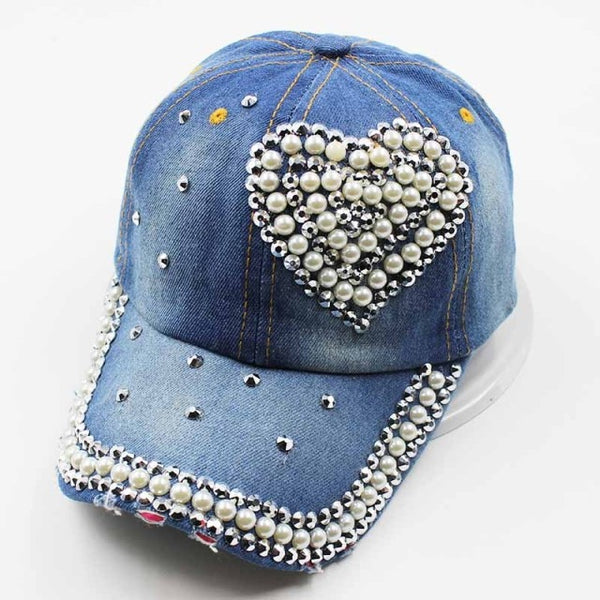 miaoxi New Fashion An Crown Rhinestone Caps Women Baseball Cap Denim Love Hat Sun Summer Snapback Women's Hats Gift