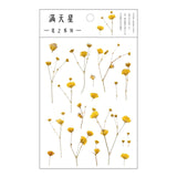 Journamm 12 Designs Natural Daisy Clover Japanese Words Stickers Transparent PET Material Flowers Leaves Plants Deco Stickers