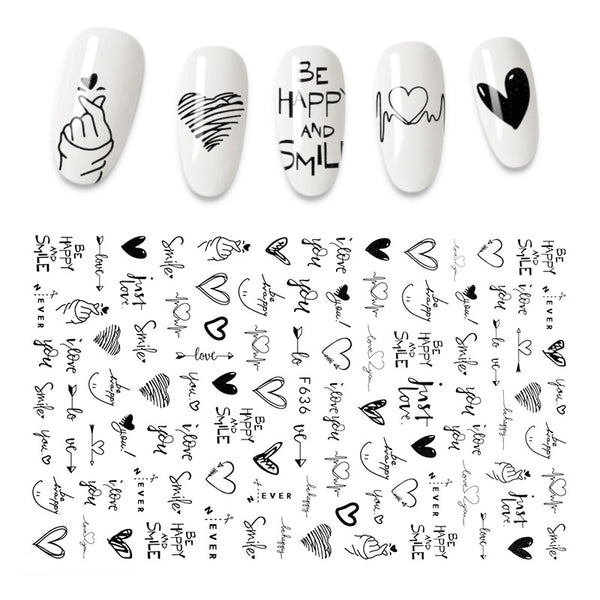 The New 3D Nail Sticker Cool English Letter stickers for nail  Foil Love Heart Design Nails Accessories Fashion Manicure Sticker