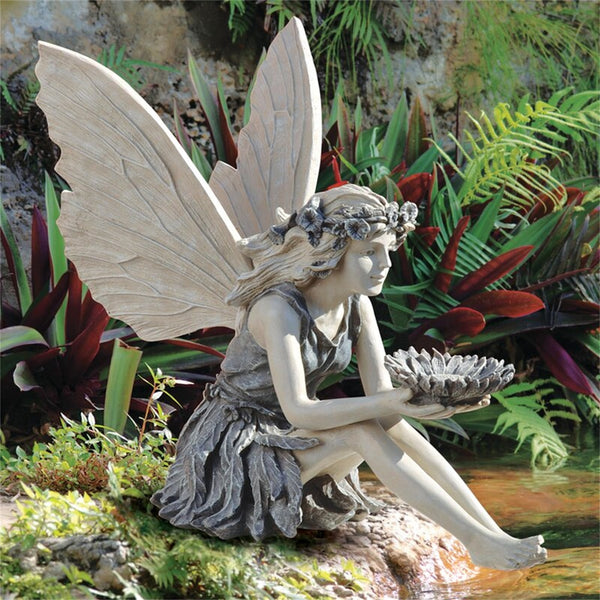 The Sunflower Fairy Statue Beautiful Angel Sculpture Realistic Figure Ornament Stone Garden Yard Art Outdoors Indoor Decoration